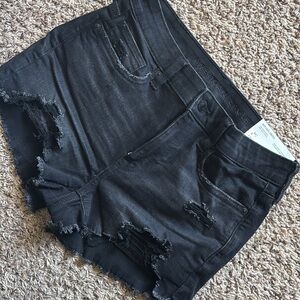 American Eagle Outfitters Black Ripped Jean Shorts